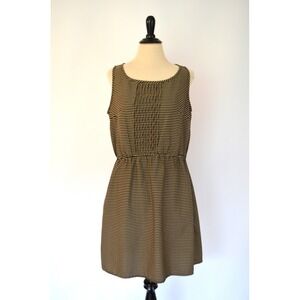 MNG Mango 6 S Silky DRESS Black Tan Polka Dot Neutral Blouson Office Teacher